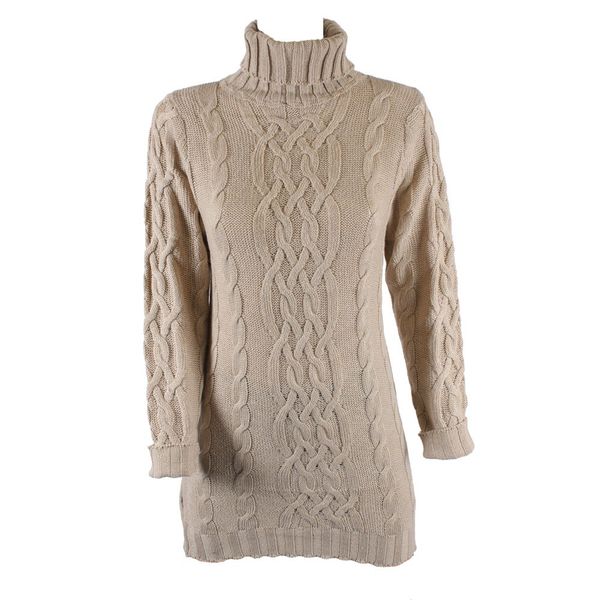 Blackcherry Chunky Knit Khaki Polo Dress