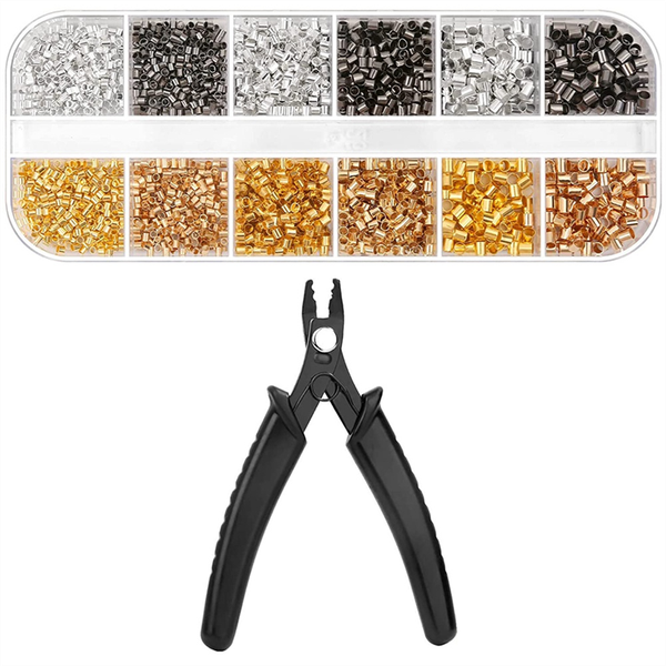 2200Pcs Crimping with Pliers for DIY Jewelry Making(3 Sizes 4 Colors)