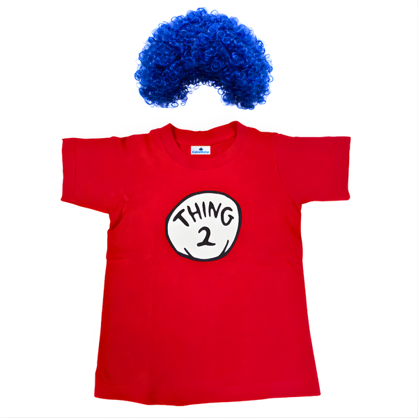 Thing 2 Red T-Shirt &amp; Blue Afro Wig