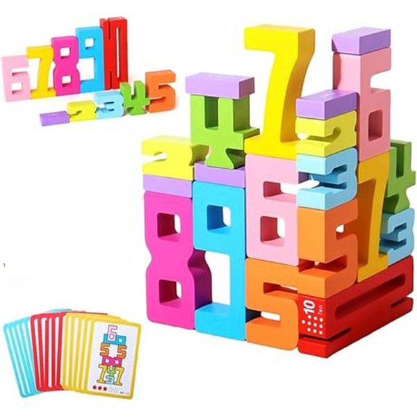 Children's Montessori Wooden Number Stacking Toy