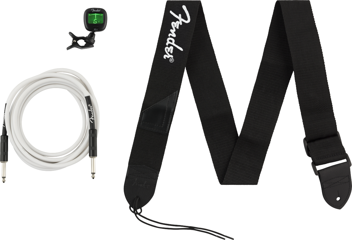 Fender Essential Accessories Bundle Pack - Strap, Cable & Tuner