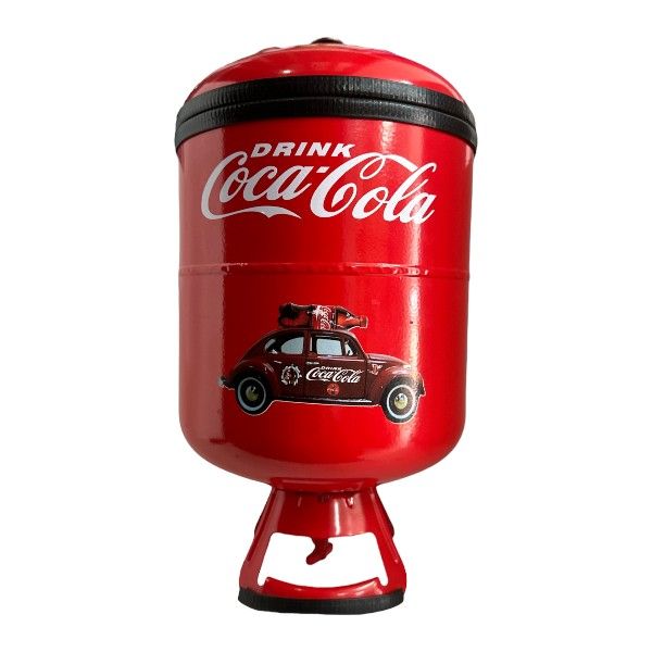 Coca-Cola Designed Cylindrical Cooler Box With Built-In Tap - 10l