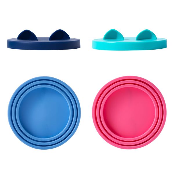 4 Pack Silicone Cat Ear-Shaped Lid for Pet Food Cans