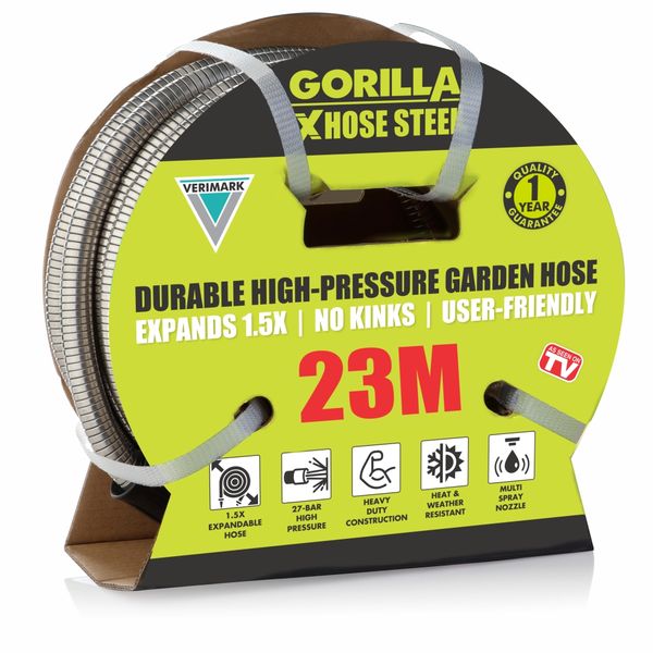 Gorilla X-Hose Steel 23m | High-Pressure Stainless-Steel Hose Pipe