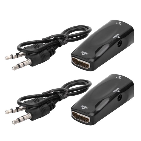 2 Pieces HDMI to VGA Adapters, 1080P, 3.5mm Audio