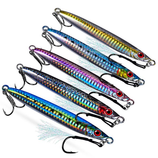 5Pcs PROBEROS LF153 Fast Sinking Metal Jig Lure (14-100G, 5 Colors)
