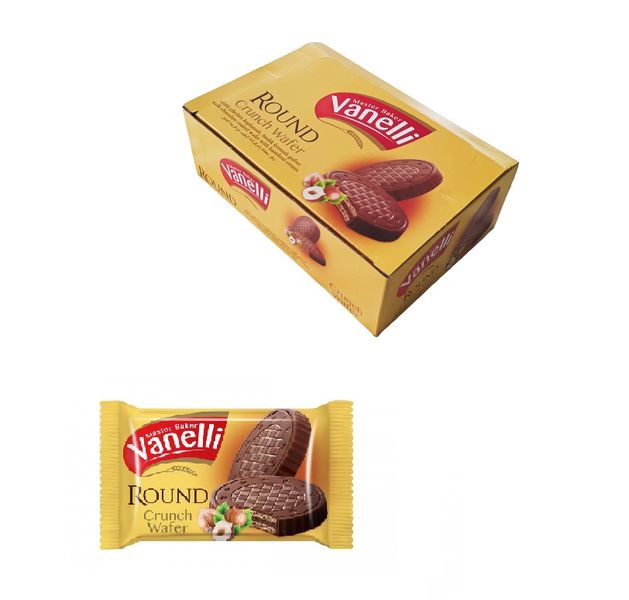 Chocolate Round Crunch Wafers - Box of 24