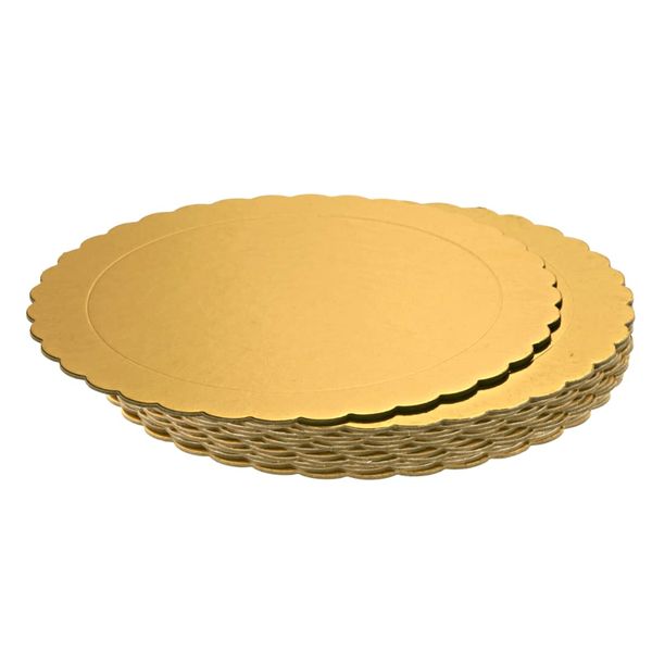 Home Kitchen Gold Cake Board Disposable Dessert Tray Frill Set of 6 (30cm)