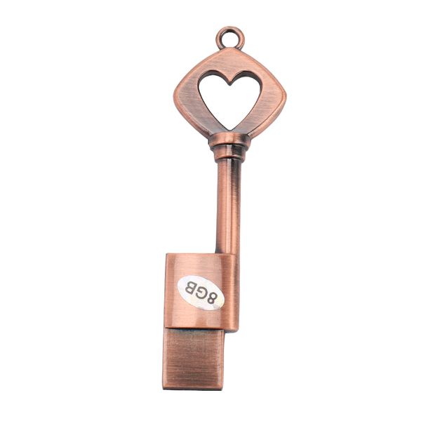 USB 2.0 Metal USB Pen Drive Pure Copper Heart USB Flash Drive Key (Copper,
