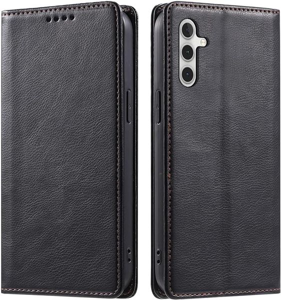 Flip Magnetic Leather Book Cover Compatible with Samsung Galaxy S24 Ultra Black