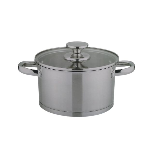 Casserole Cookware Stainless Steel Cooking Pot With Tempered Glass Lid