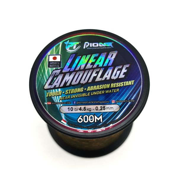 Pioneer 600m Linear Camouflage Fishing Line 10lb/4.5kg 0.25mm
