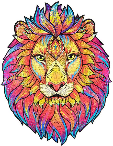 Wooden Puzzle Toy Gift For Adults And Children Lion Shape ( Size: A4 )