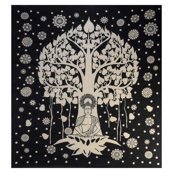 SKA Black and White Printed Tapestry Throws - Double - Boda on Tree