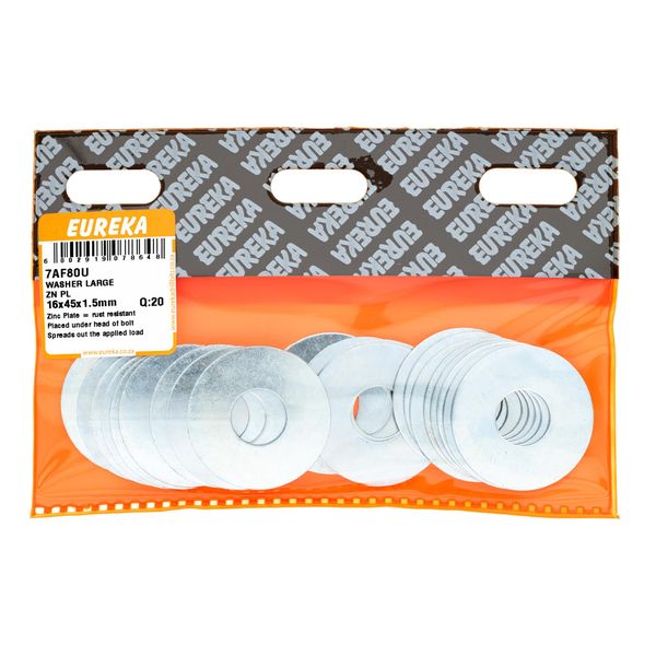 EUREKA Large Body Washer Zinc Plated 16 x 45 x 1.5mm Q:20 7AF80U