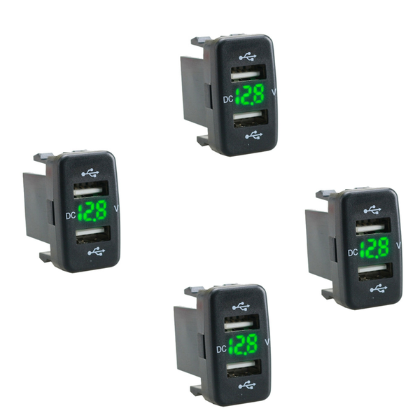Car Charger Socket Dual Usb Port Charging Adapter For Toyota Green