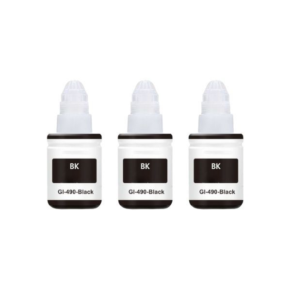 Inksaver Pack of 3 Black Bottle Inks Compatible With Canon GI-490 | GI490 | 490