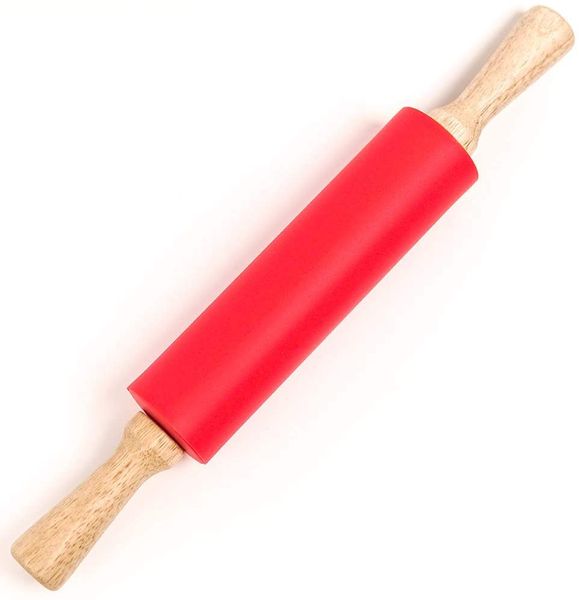 Rolling Pin 46cm Silicone Roller with Wooden Handle Assorted Colours