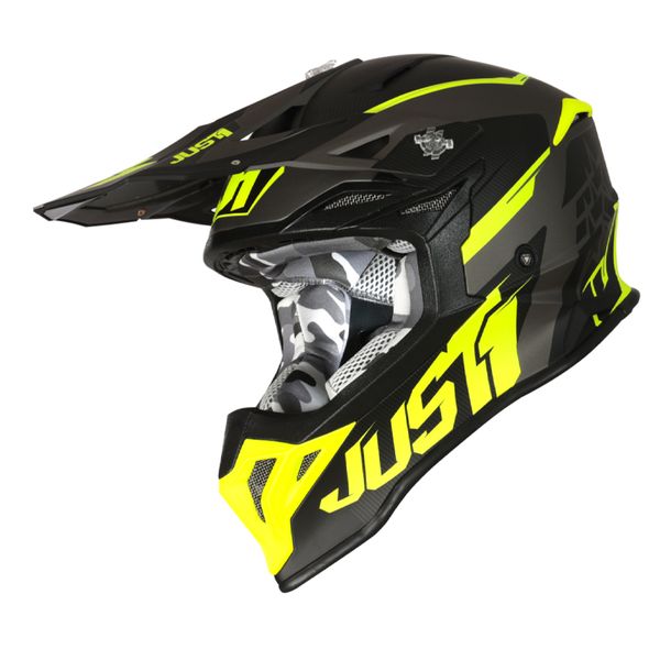 Just J39 Stars Black / Fluo Yellow Titanium Matt Helmet