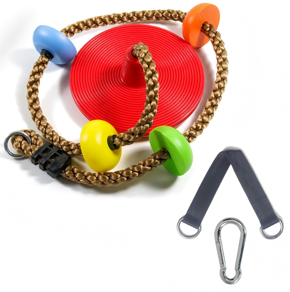 QKTNIUBI Kids Climbing Rope with Large &amp; Small Discs Outdoor Climbing Frame