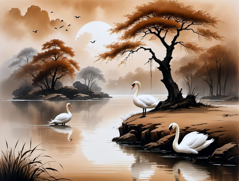Canvas Wall Art Decor - Swan Lake
