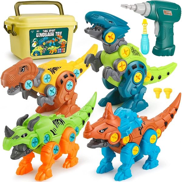 Dinosaur Assembly Set for Kids - 4 Dinosaurs with Storage Box