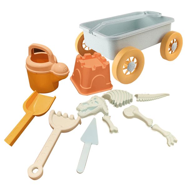 Kids 7 Piece Quality Sand Play Beach Toy Bucket Wagon Rake Jumbo Pack