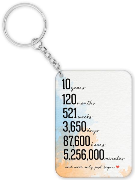 10 Years 10th Anniversary Gift Keyring