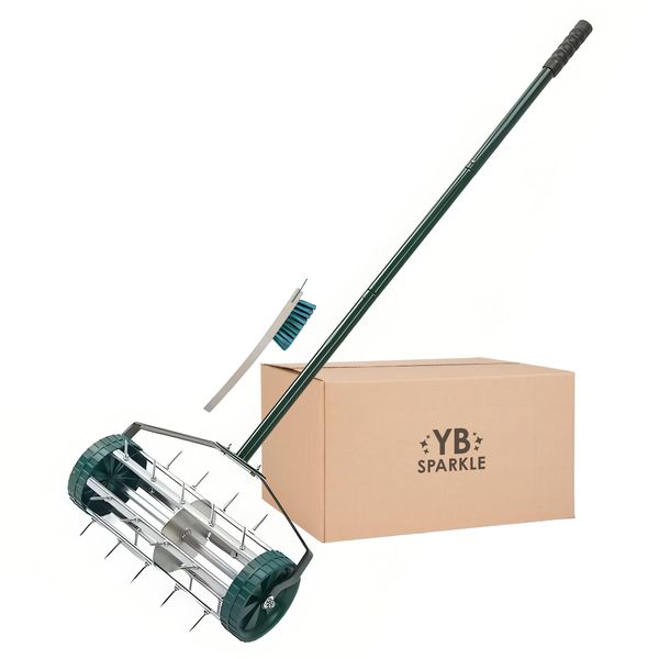 YB Sparkle - Manual Lawn Aerator with Reinforced Spikes and Push Handle