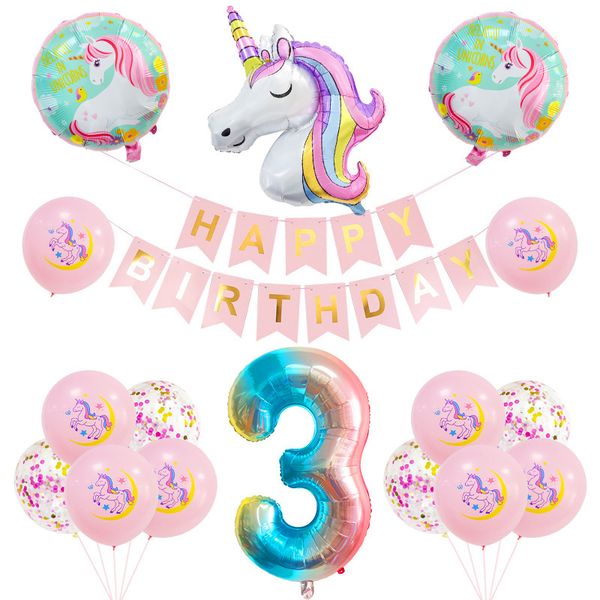 3rd Unicorn Birthday Decorations for Girls, Happy Birthday Party Supplies
