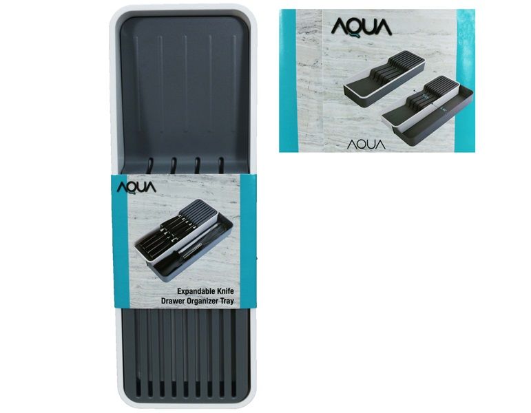 Aqua Expandable Knife Drawer Organizer Tray