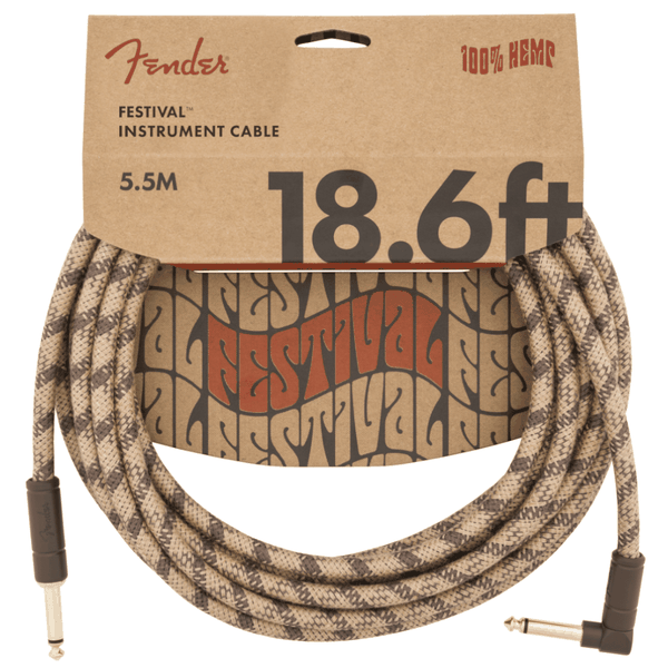 Fender Festival Series Hemp Instrument Cables - Brown Stripe - 18.6' (5.5m)