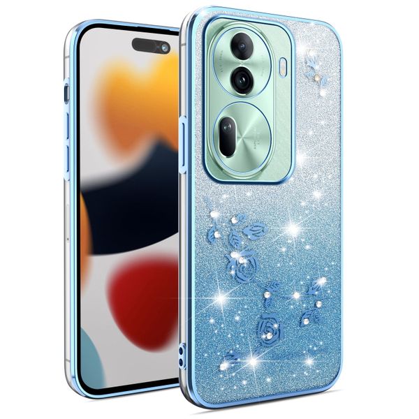 Phone Case Compatible With OPPO Reno 11 Pro Flowers Diamond Shining Cover