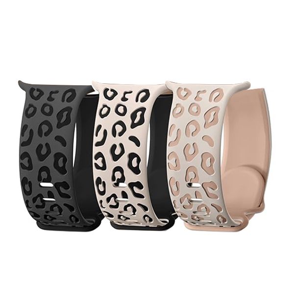 3 Pack Leopard Engraved Bands Compatible with Apple Watch Strap 41/40/38mm