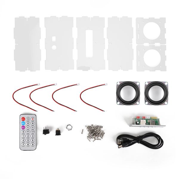 Bluetooth Speaker DIY Kit MP3 Music Pack Stereo sound Transparent