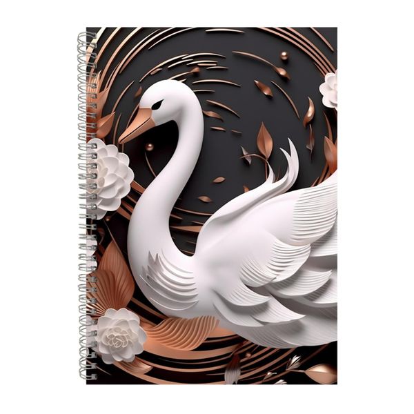 White Swan Rose Gold And Black Floral 2 Notebook Gift Idea Notepad Pad 107