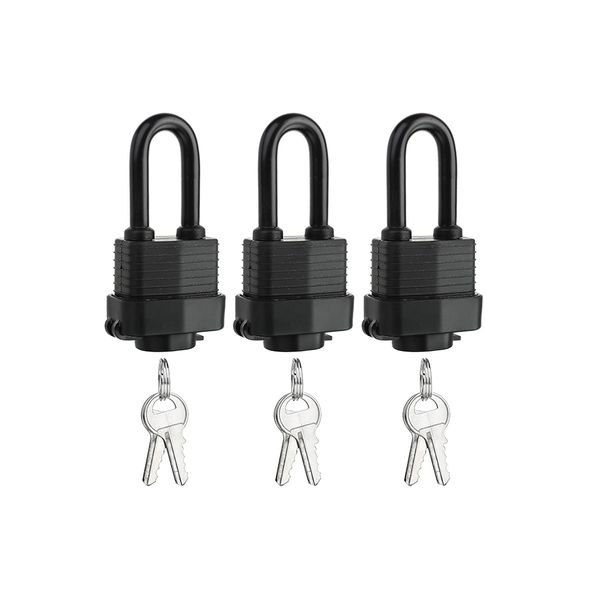 3-Pack Outdoor Waterproof Padlock,Outdoor Anti-Theft Lock with Keys
