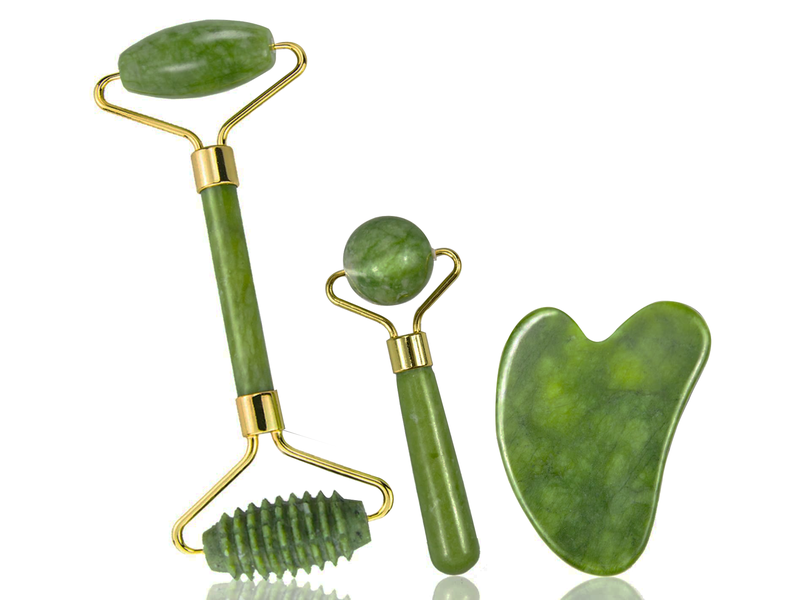Gua Sha &amp; Jade Roller, Face Roller, Guasha Facial Massage Tool 4 in 1