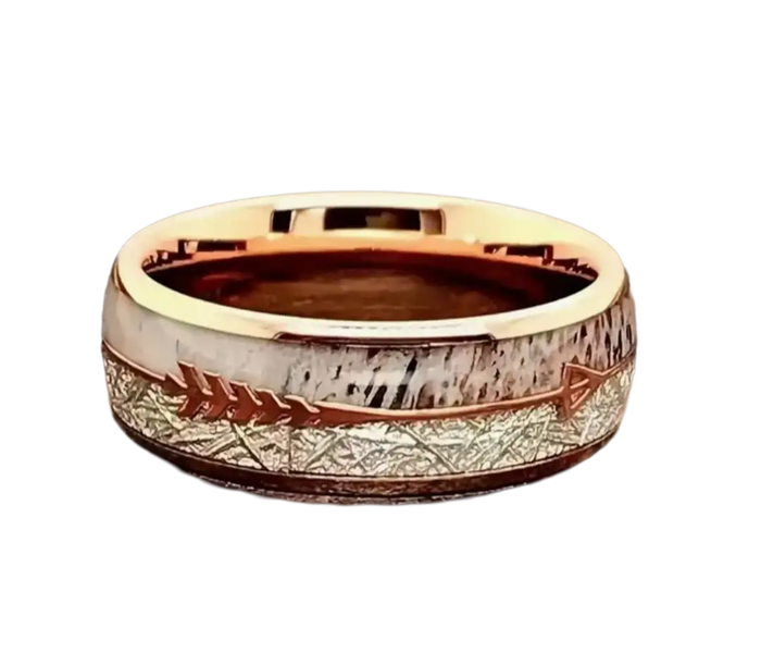 Kikker Crafts Titanium Rose Gold Arrow Men's Ring