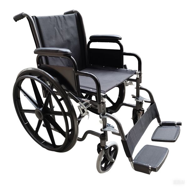 Lightweight Foldable Wheelchair with 18" Seat &amp; Detachable Footrest