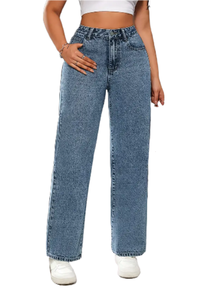 Bow Decor Back Pocket Straight Leg, High Rise Denim Jeans