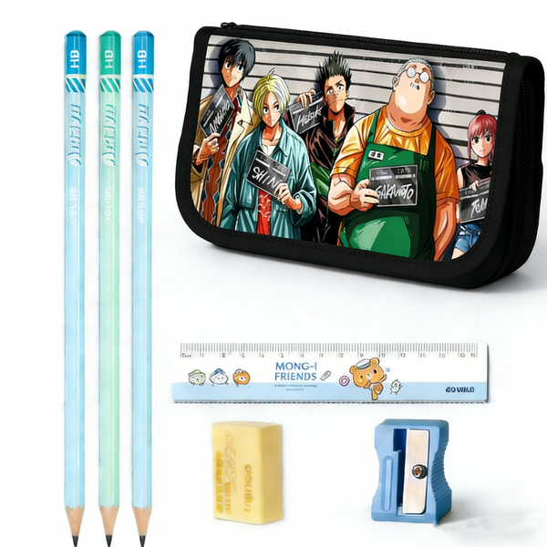 Sakamoto Days Anime Lineup Pencil Case - Fan Art Stationery Pouch