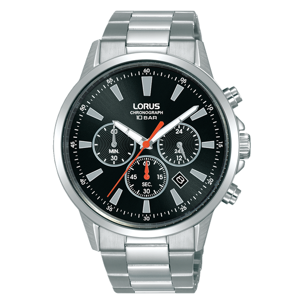 Lorus Men Silver-Black Metal Button Sport RT309LX9