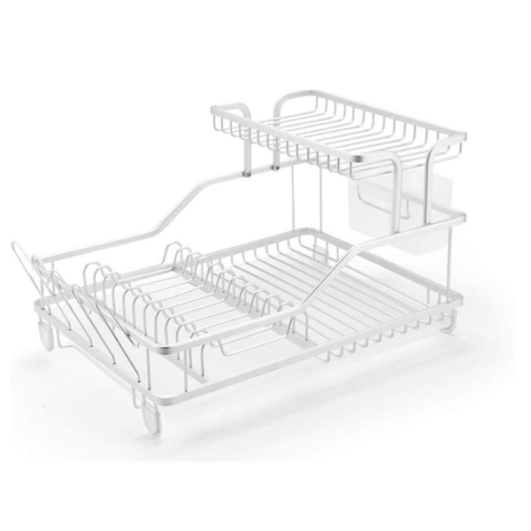 Dish Drying Rack with Utensil Holder, Kitchen Drainer for Plates and Glasse