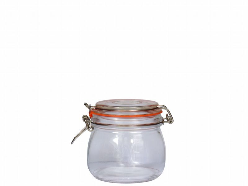 Set of 2 Glass Storage Jar with Metal Clip 500ML