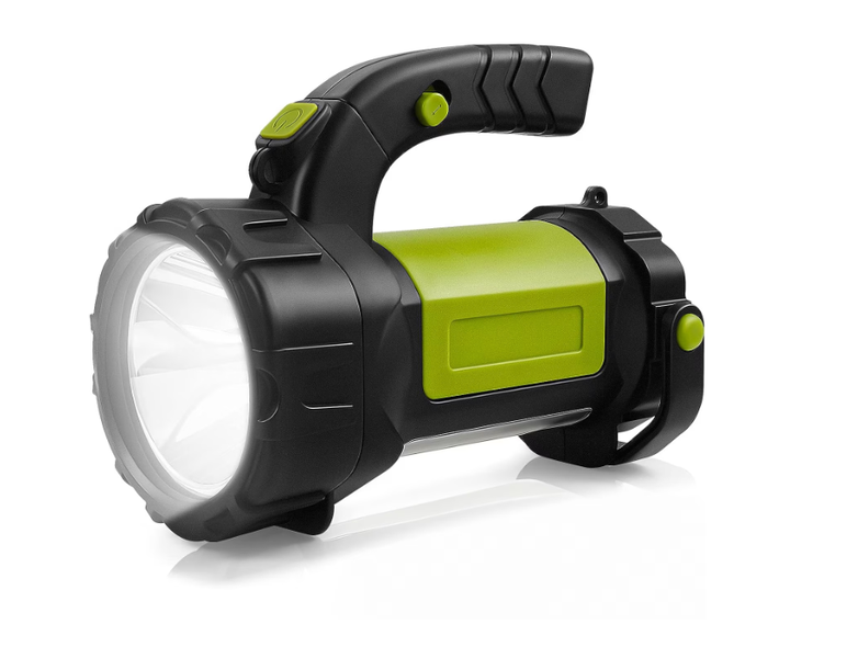 LED Flashlight with 3600 mAh Battery, 7 Lighting Modes, Black/Green
