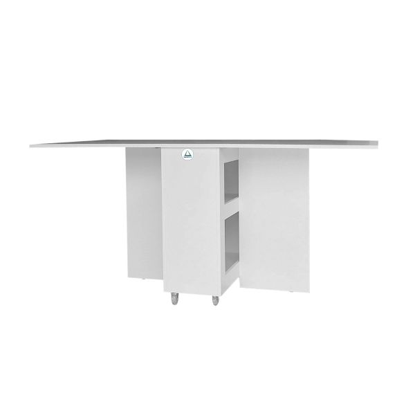 Folding 4-in-1 Console Table Desk on Wheels - White