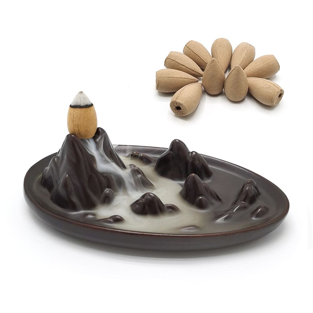 Mount Lushan Sea of Clouds Backflow Incense Burner with 10pc Incense