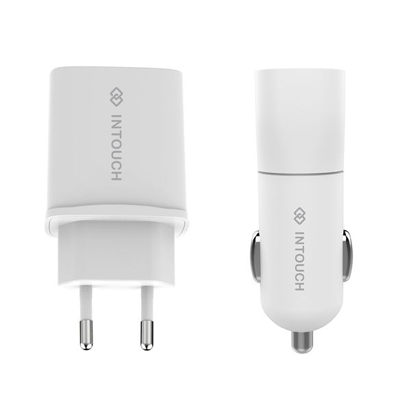Intouch Home &amp; Car Charger Bundle PD20W Type C - White