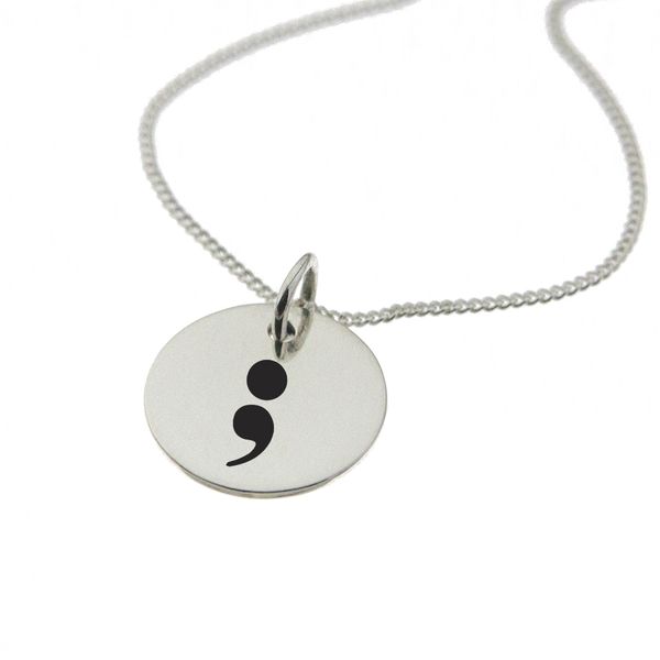 Semicolon Necklace with 'My Story Isn't Over' Engraved on the Back